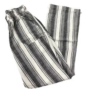 Rewash Women's Size M Linen Blend Elastic Waist Striped Wide Leg Boho Pants
